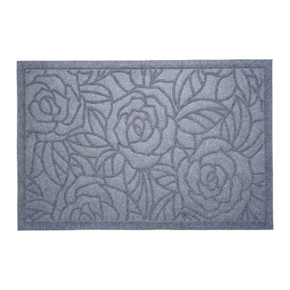 24" X 36" Gray Floral Outdoor Polypropylene Door Mat