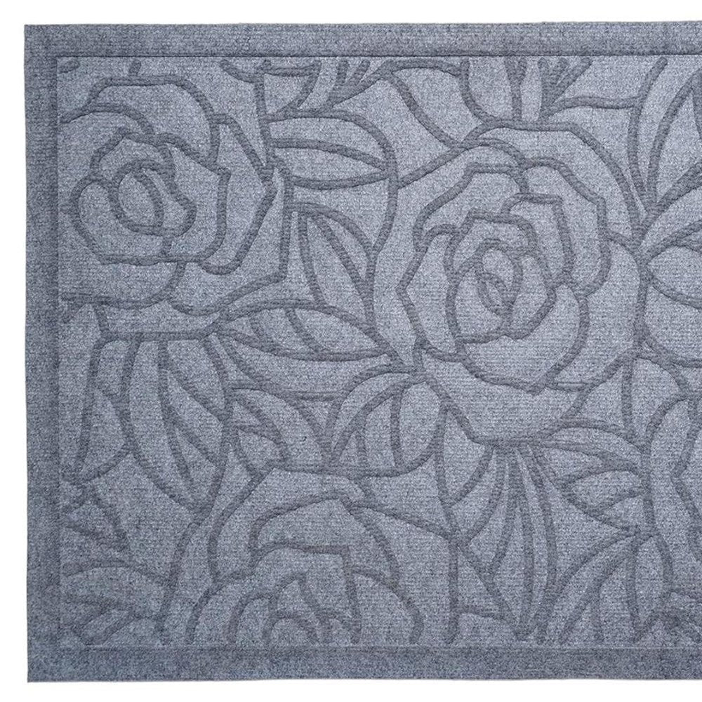 18" X 30" Gray Floral Outdoor Polypropylene Door Mat — view 13