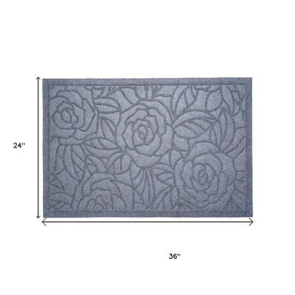 24" X 36" Gray Floral Outdoor Polypropylene Door Mat
