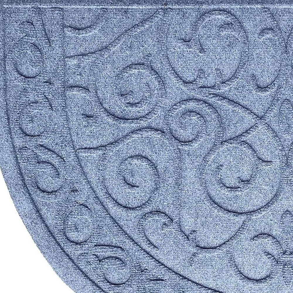 18" X 30" Gray Scrollwork Semi Circle Outdoor Polypropylene Door Mat — view 10
