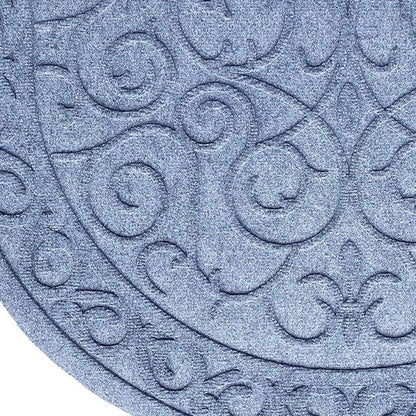 24" X 36" Gray Scrollwork Semi Circle Outdoor Polypropylene Door Mat HomeRoots