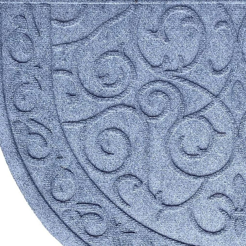 24" X 36" Gray Scrollwork Semi Circle Outdoor Polypropylene Door Mat HomeRoots