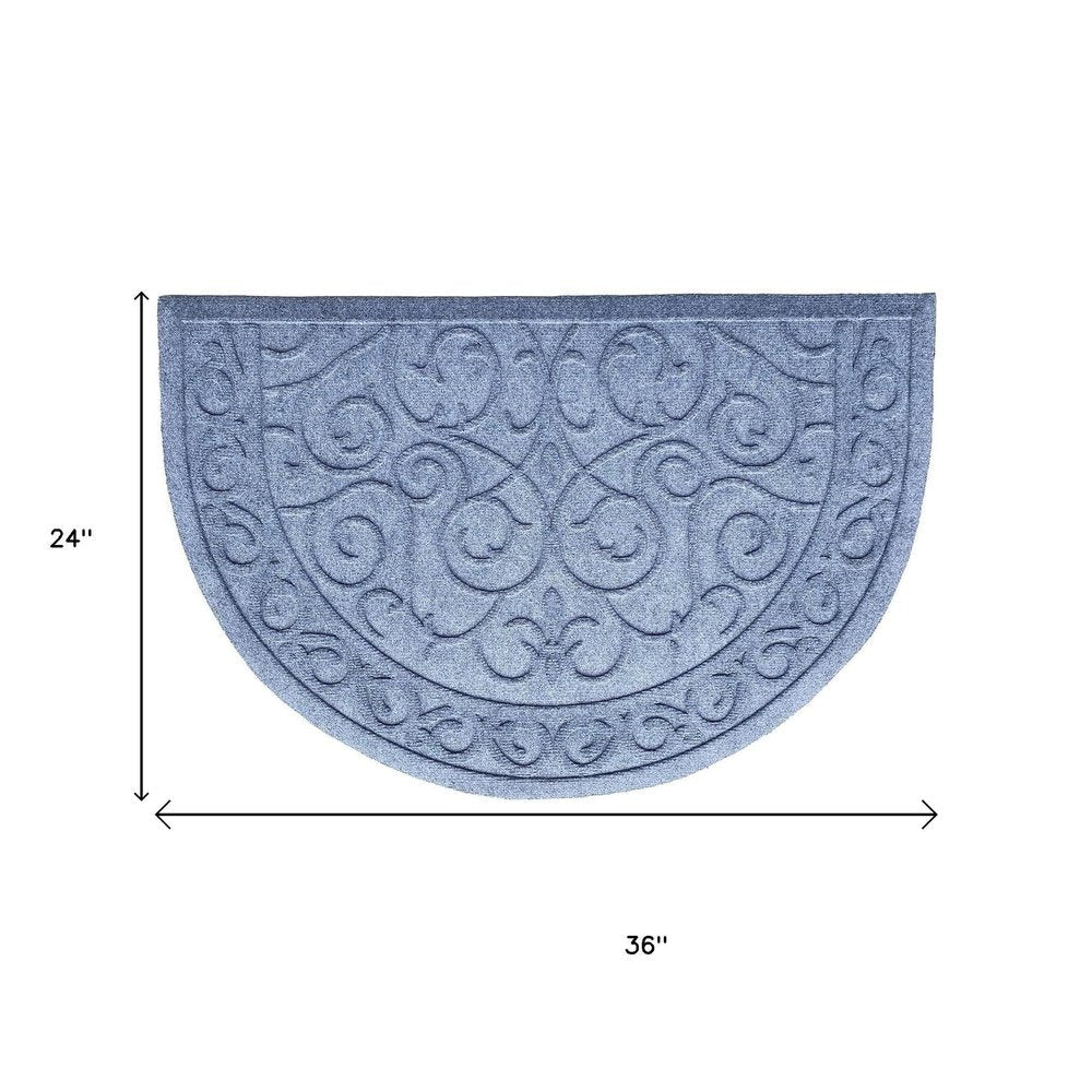 24" X 36" Gray Scrollwork Semi Circle Outdoor Polypropylene Door Mat — view 8