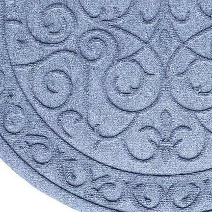 24" X 36" Gray Scrollwork Semi Circle Outdoor Polypropylene Door Mat HomeRoots
