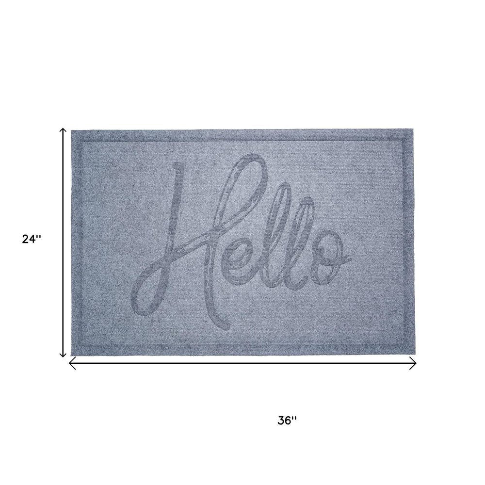 24" X 36" Gray Hello Outdoor Polypropylene Door Mat — view 2