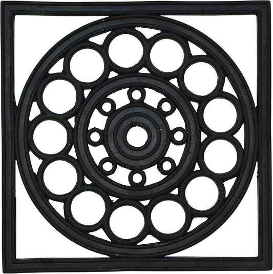 16" X 16" Black Square Outdoor Rubber Door Mat