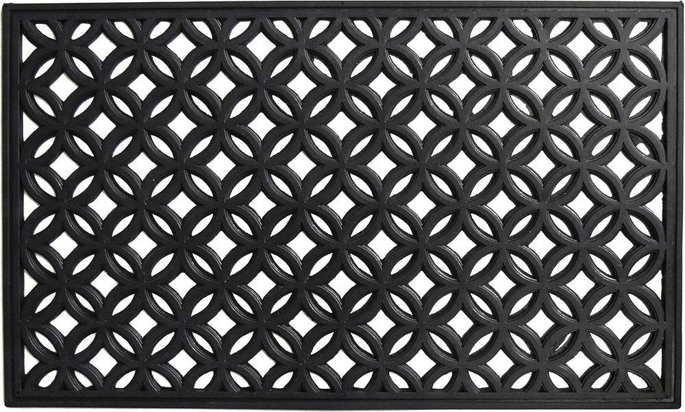18" X 30" Black Geometric Outdoor Rubber And Rubber Door Mat — view 1