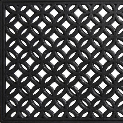 18" X 30" Black Geometric Outdoor Rubber And Rubber Door Mat