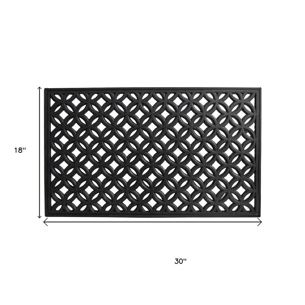 18" X 30" Black Geometric Outdoor Rubber And Rubber Door Mat — view 3