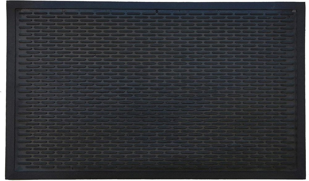 22" X 34" Black Ridged Lines Outdoor Rubber Door Mat