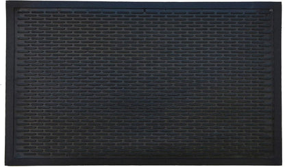 22" X 34" Black Ridged Lines Outdoor Rubber Door Mat