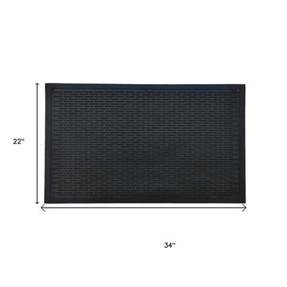 22" X 34" Black Ridged Lines Outdoor Rubber Door Mat