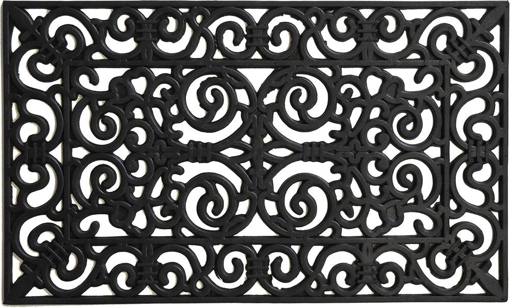 24" X 36" Black Scrollwork Outdoor Rubber Door Mat — view 1