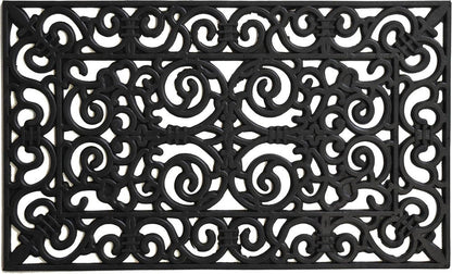 24" X 36" Black Scrollwork Outdoor Rubber Door Mat
