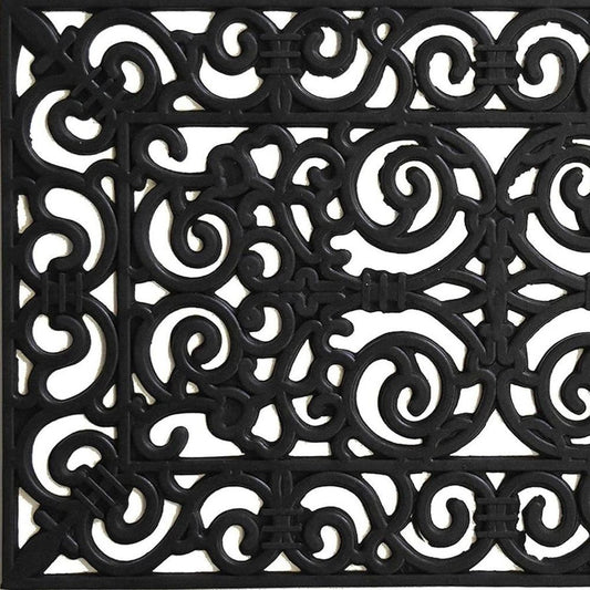 24" X 36" Black Scrollwork Outdoor Rubber Door Mat