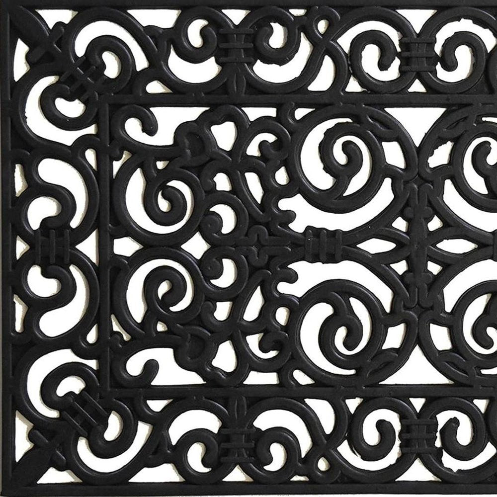24" X 36" Black Scrollwork Outdoor Rubber Door Mat HomeRoots