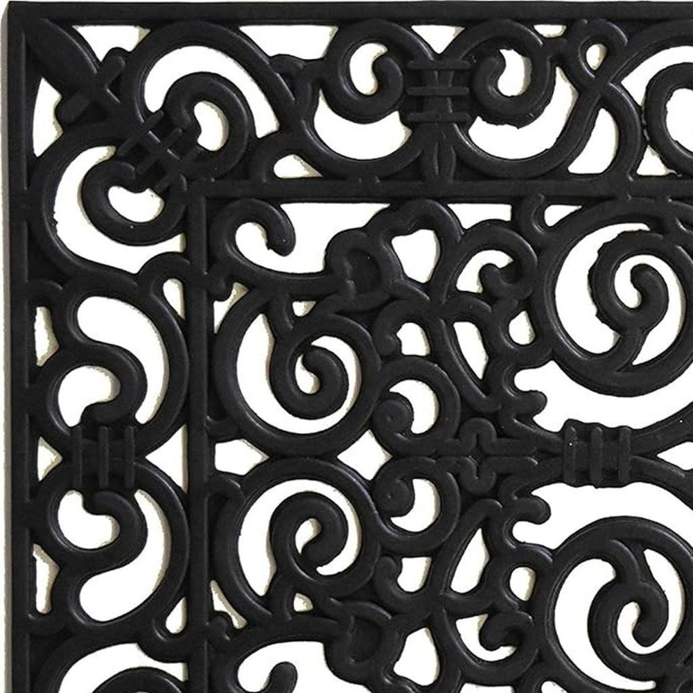 24" X 36" Black Scrollwork Outdoor Rubber Door Mat
