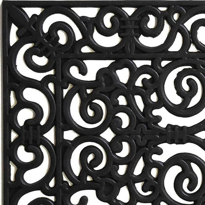 24" X 36" Black Scrollwork Outdoor Rubber Door Mat HomeRoots