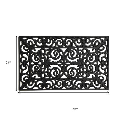 24" X 36" Black Scrollwork Outdoor Rubber Door Mat HomeRoots