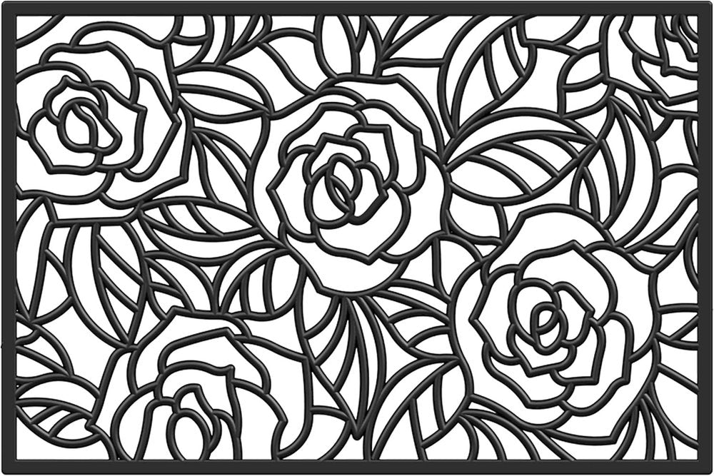24" X 36" Black Floral Outdoor Rubber Door Mat