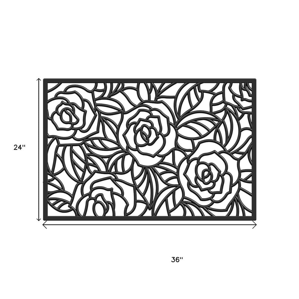 24" X 36" Black Floral Outdoor Rubber Door Mat