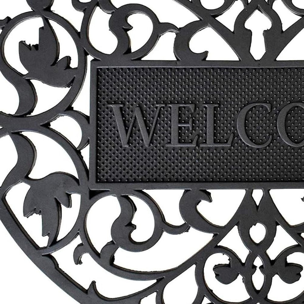 24" X 36" Black Scrollwork Welcome Semi Circle Outdoor Rubber Door Mat — view 6