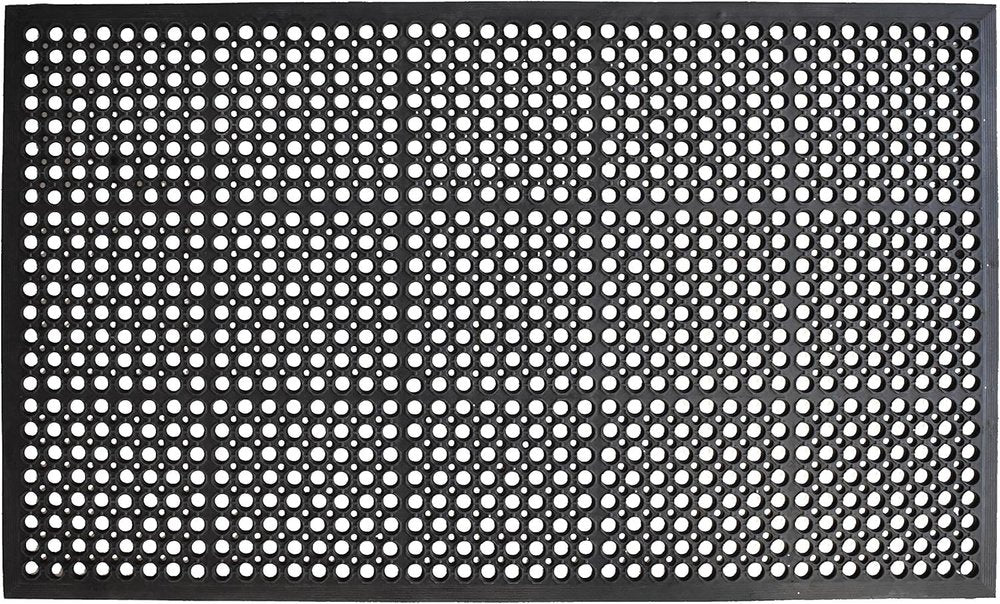 36" X 36" Black Geo Circles Outdoor Rubber Door Mat — view 1