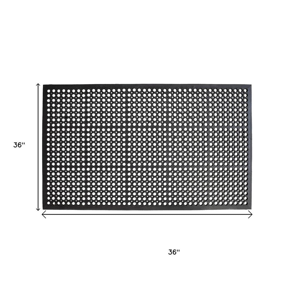 36" X 36" Black Geo Circles Outdoor Rubber Door Mat — view 2