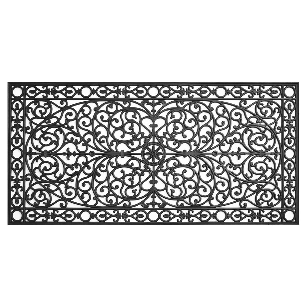 36" X 72" Black Scrollwork Outdoor Rubber Door Mat
