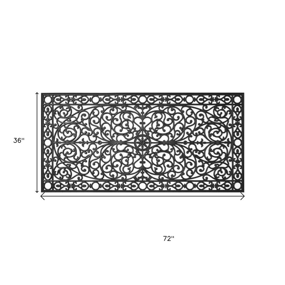 36" X 72" Black Scrollwork Outdoor Rubber Door Mat — view 4