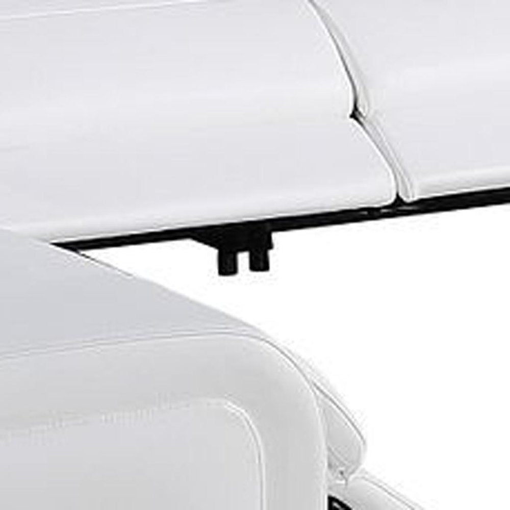 White Italian Leather Power Reclining U Shaped Twelve Piece Corner Sectional With Console HomeRoots