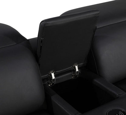 Black Italian Leather Power Reclining U Shaped Twelve Piece Corner Sectional With Console