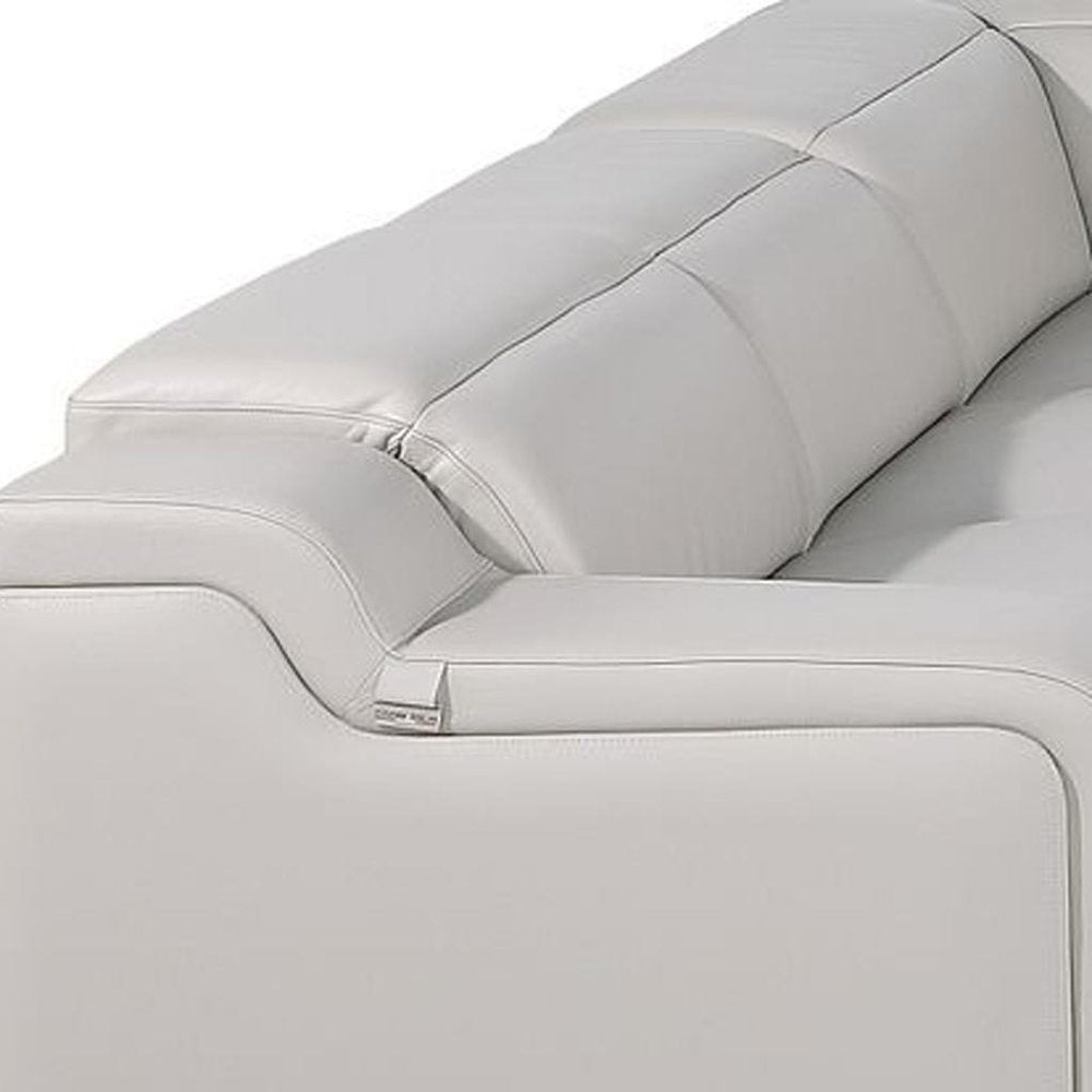 Light Gray Italian Leather Power Reclining U Shaped Eight Piece Corner Sectional With Console HomeRoots