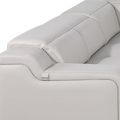 Light Gray Italian Leather Power Reclining U Shaped Eight Piece Corner Sectional With Console HomeRoots