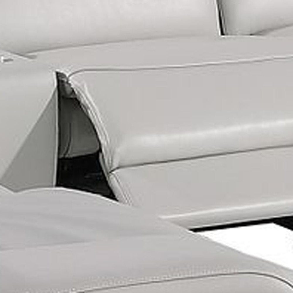 Light Gray Italian Leather Power Reclining U Shaped Ten Piece Corner Sectional With Console HomeRoots