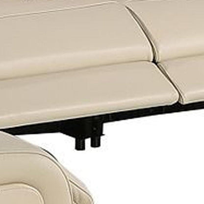 Beige Italian Leather Power Reclining U Shaped Ten Piece Corner Sectional With Console HomeRoots