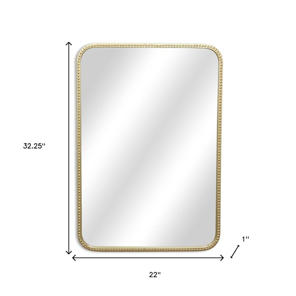 32" Gold Metal Beaded Accent Mirror HomeRoots