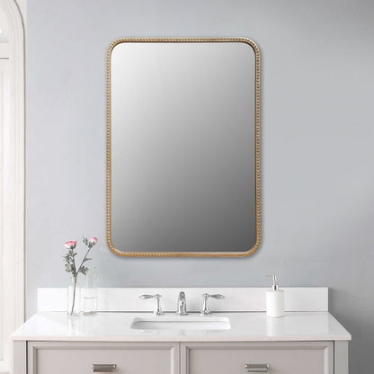 32" Gold Metal Beaded Accent Mirror HomeRoots