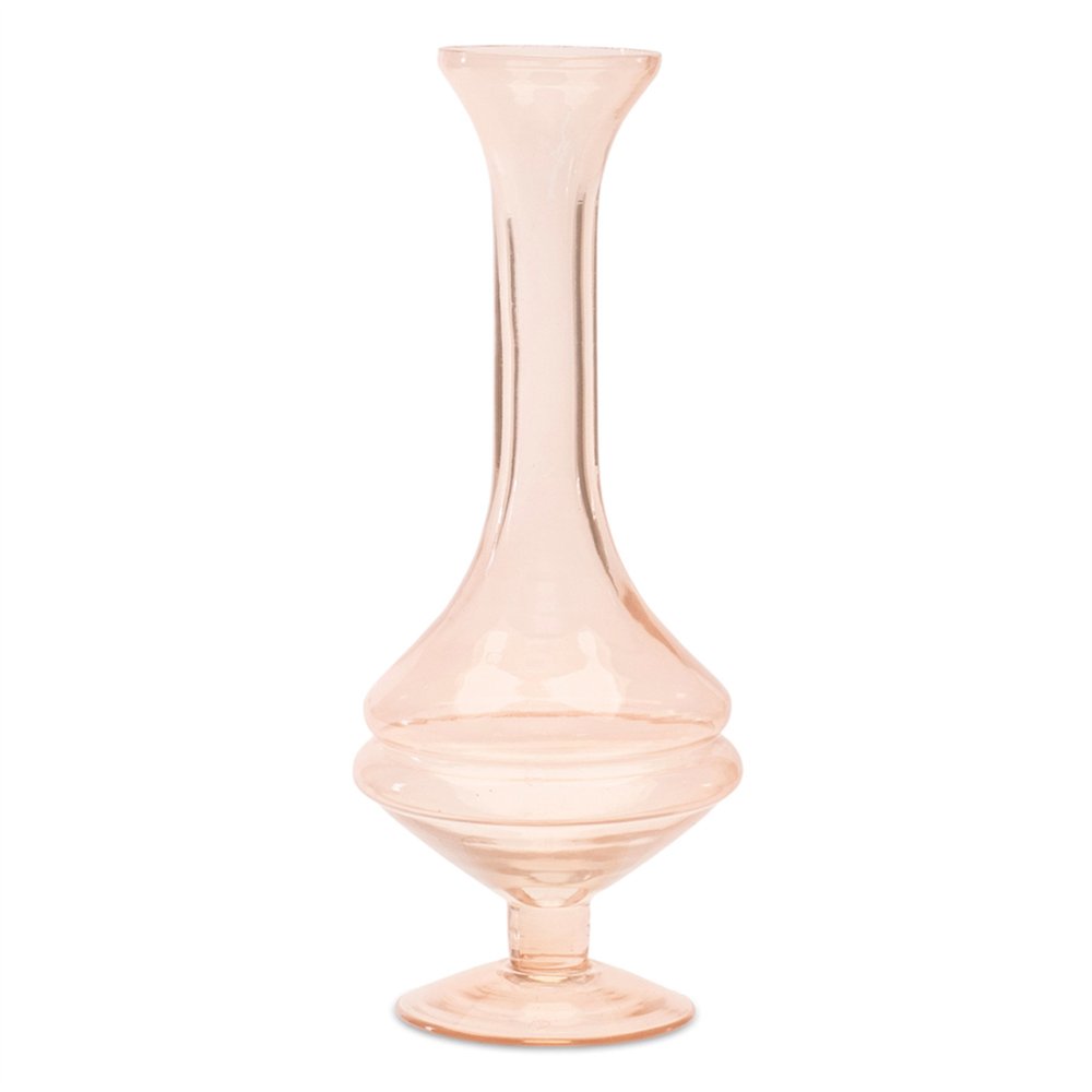 Set of Two 9" Pink Glass Trumpet Table Vases HomeRoots