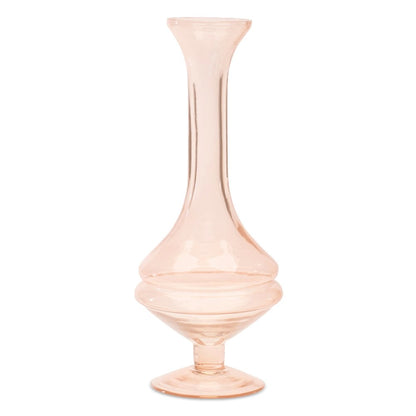 Set of Two 9" Pink Glass Trumpet Table Vases HomeRoots