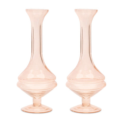 Set of Two 9" Pink Glass Trumpet Table Vases HomeRoots