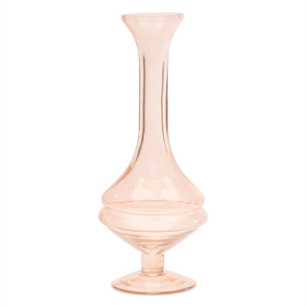 Set of Two 9" Pink Glass Trumpet Table Vases HomeRoots