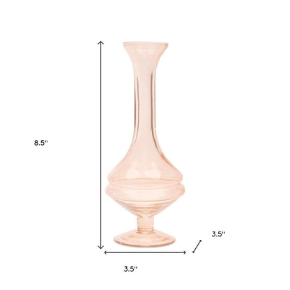 Set of Two 9" Pink Glass Trumpet Table Vases HomeRoots