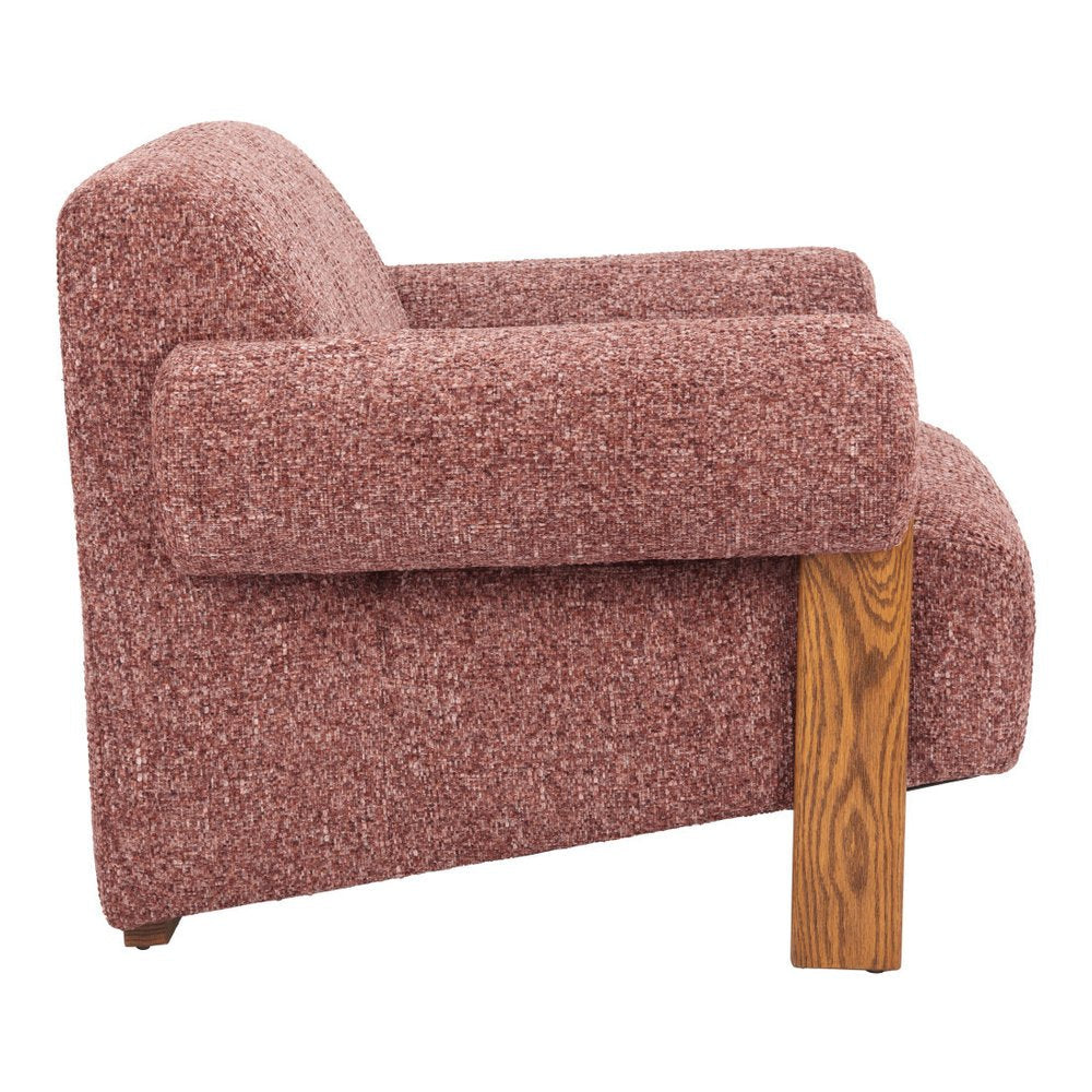 39" Copper And Brown Woven Upholstery And Solid Wood Arm Chair HomeRoots