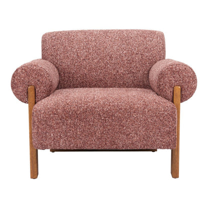 39" Copper And Brown Woven Upholstery And Solid Wood Arm Chair HomeRoots