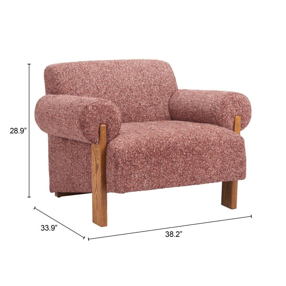 39" Copper And Brown Woven Upholstery And Solid Wood Arm Chair HomeRoots