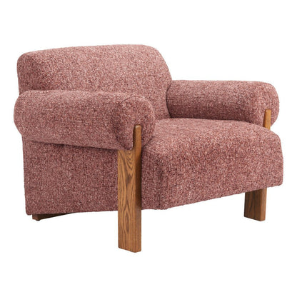 39" Copper And Brown Woven Upholstery And Solid Wood Arm Chair HomeRoots