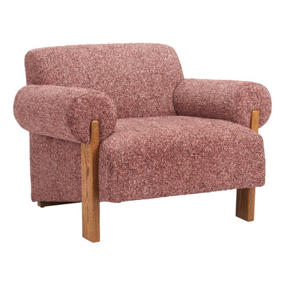 39" Copper And Brown Woven Upholstery And Solid Wood Arm Chair HomeRoots