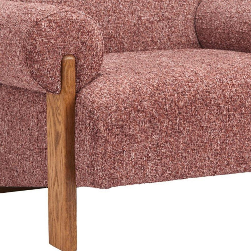 39" Copper And Brown Woven Upholstery And Solid Wood Arm Chair HomeRoots