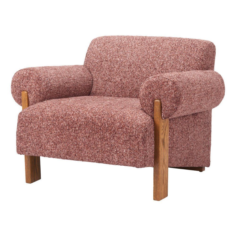 39" Copper And Brown Woven Upholstery And Solid Wood Arm Chair HomeRoots